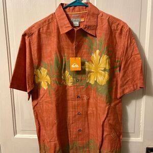 Quiksilver Orange Yellow Casual Button Down Shirt